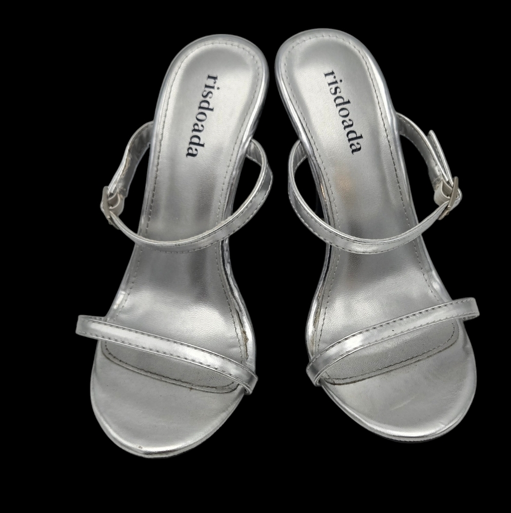 Risdoada  Dress Sandals Silver 4" Heels
